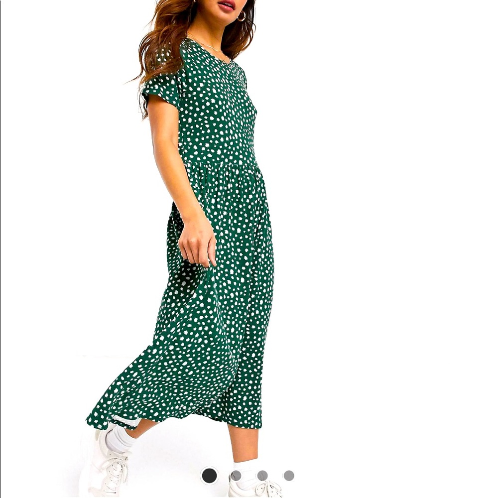 Wednesday’s Girl MIDI Smock Dress in Smudge Polka Dot Size M